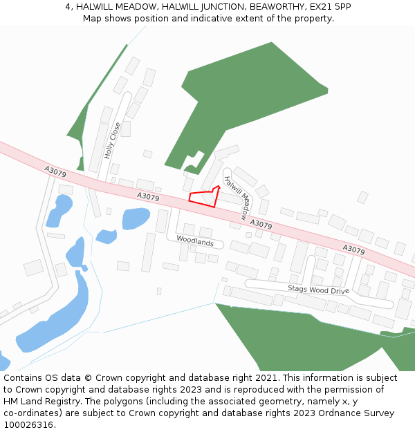 4, HALWILL MEADOW, HALWILL JUNCTION, BEAWORTHY, EX21 5PP: Location map and indicative extent of plot