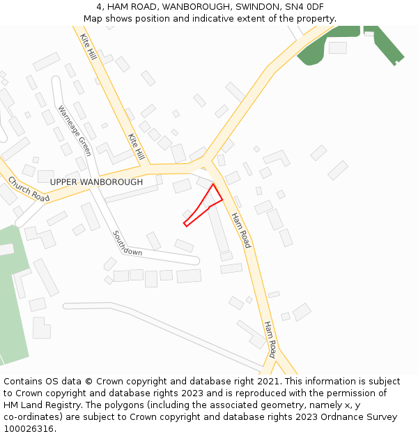 4, HAM ROAD, WANBOROUGH, SWINDON, SN4 0DF: Location map and indicative extent of plot