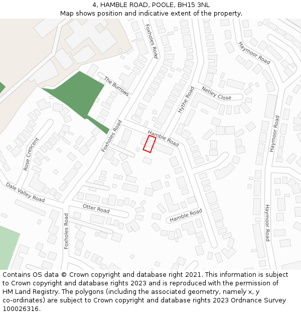 4, HAMBLE ROAD, POOLE, BH15 3NL: Location map and indicative extent of plot