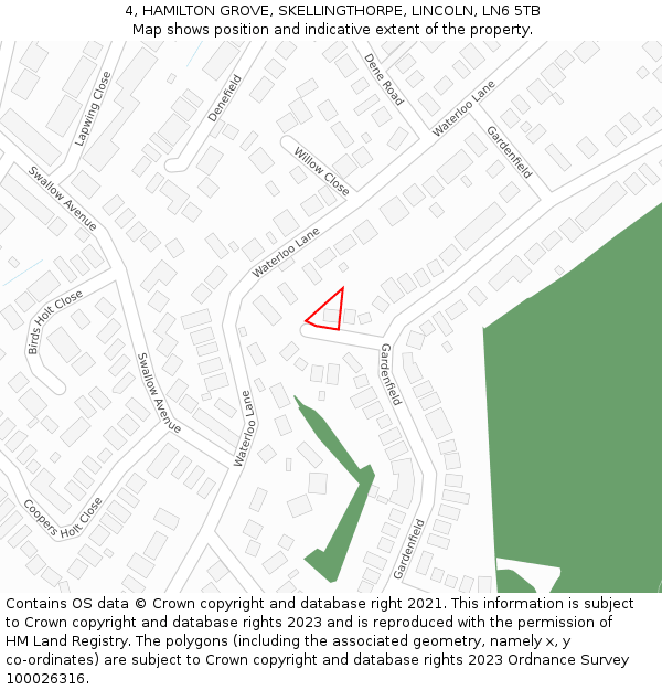4, HAMILTON GROVE, SKELLINGTHORPE, LINCOLN, LN6 5TB: Location map and indicative extent of plot
