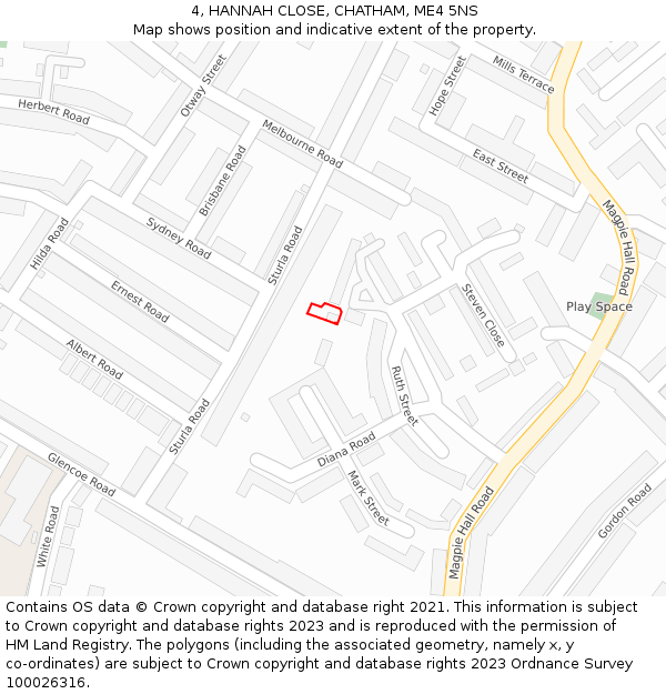 4, HANNAH CLOSE, CHATHAM, ME4 5NS: Location map and indicative extent of plot