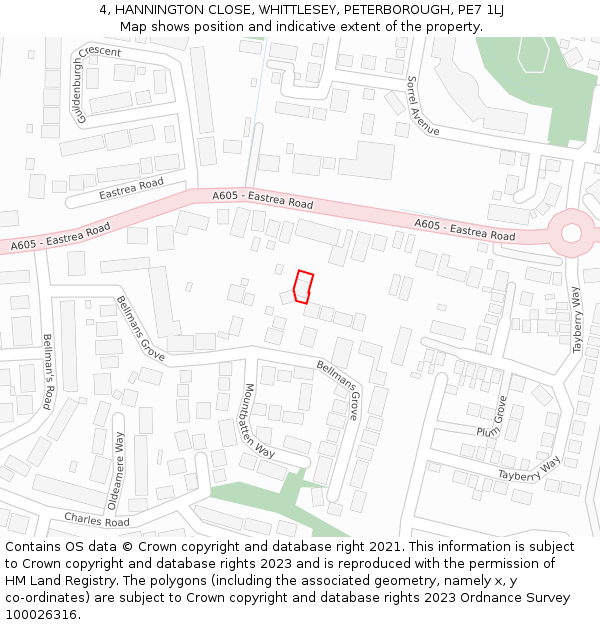 4, HANNINGTON CLOSE, WHITTLESEY, PETERBOROUGH, PE7 1LJ: Location map and indicative extent of plot