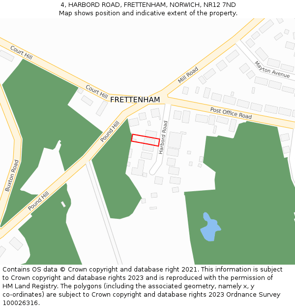 4, HARBORD ROAD, FRETTENHAM, NORWICH, NR12 7ND: Location map and indicative extent of plot