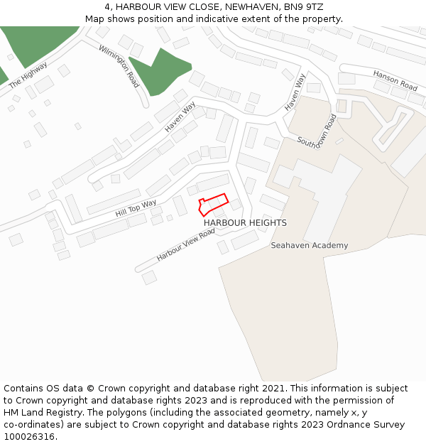 4, HARBOUR VIEW CLOSE, NEWHAVEN, BN9 9TZ: Location map and indicative extent of plot