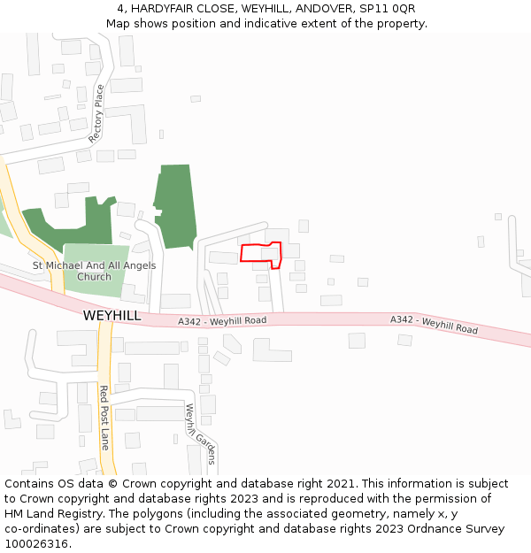 4, HARDYFAIR CLOSE, WEYHILL, ANDOVER, SP11 0QR: Location map and indicative extent of plot