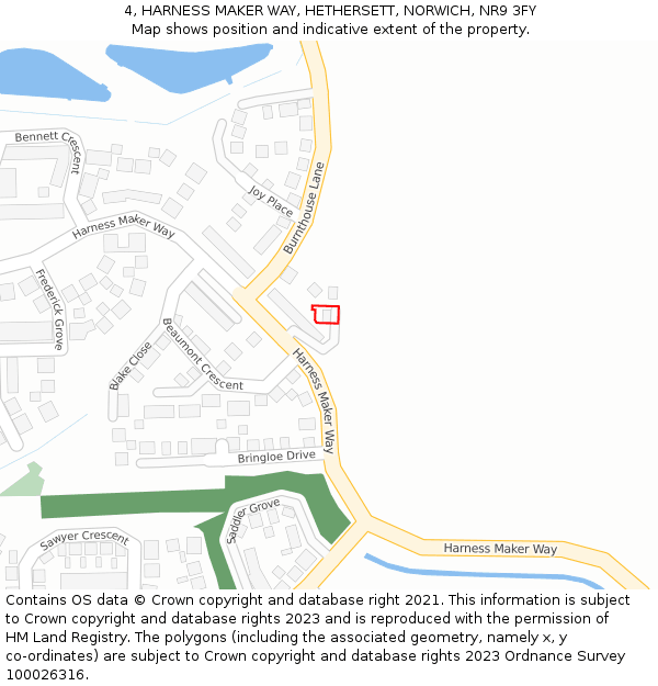 4, HARNESS MAKER WAY, HETHERSETT, NORWICH, NR9 3FY: Location map and indicative extent of plot