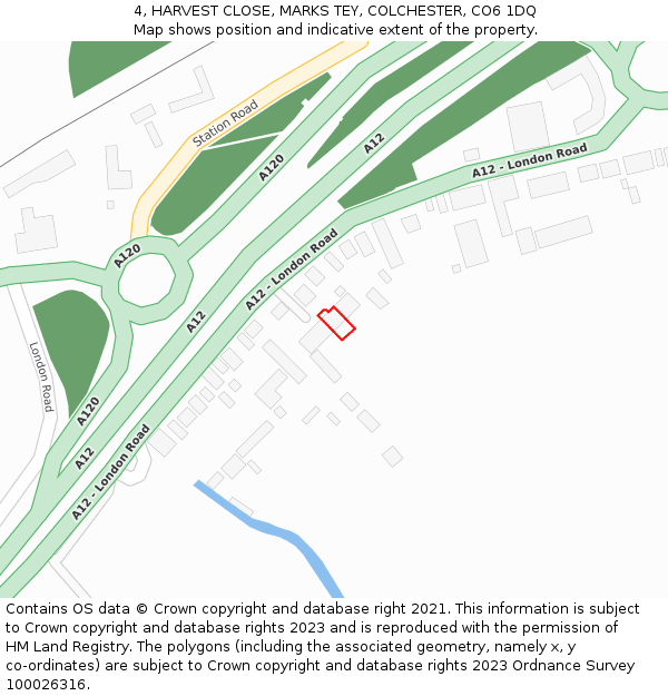 4, HARVEST CLOSE, MARKS TEY, COLCHESTER, CO6 1DQ: Location map and indicative extent of plot