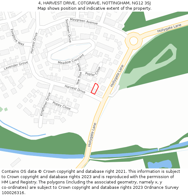 4, HARVEST DRIVE, COTGRAVE, NOTTINGHAM, NG12 3SJ: Location map and indicative extent of plot