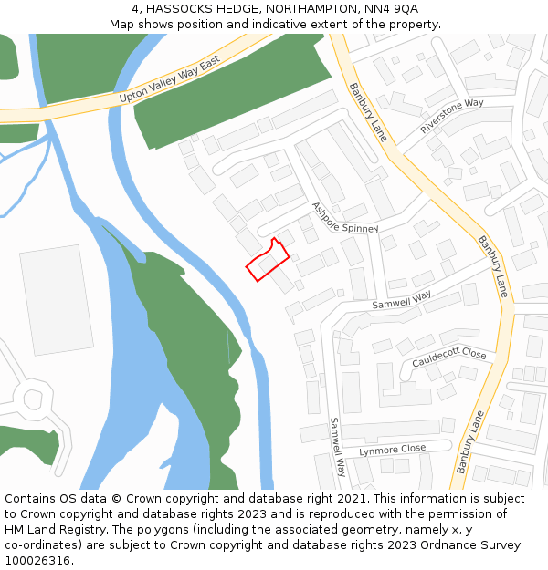 4, HASSOCKS HEDGE, NORTHAMPTON, NN4 9QA: Location map and indicative extent of plot