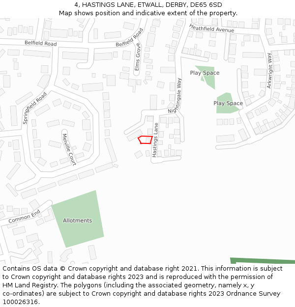 4, HASTINGS LANE, ETWALL, DERBY, DE65 6SD: Location map and indicative extent of plot