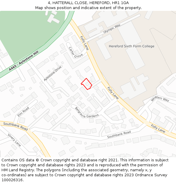 4, HATTERALL CLOSE, HEREFORD, HR1 1GA: Location map and indicative extent of plot