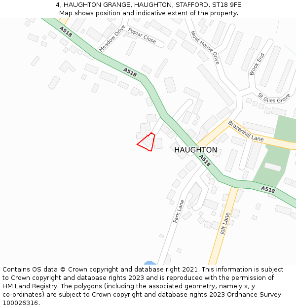 4, HAUGHTON GRANGE, HAUGHTON, STAFFORD, ST18 9FE: Location map and indicative extent of plot