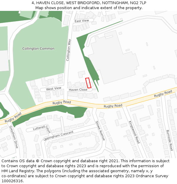 4, HAVEN CLOSE, WEST BRIDGFORD, NOTTINGHAM, NG2 7LP: Location map and indicative extent of plot