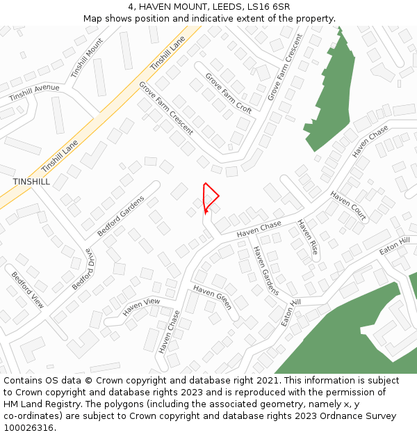 4, HAVEN MOUNT, LEEDS, LS16 6SR: Location map and indicative extent of plot