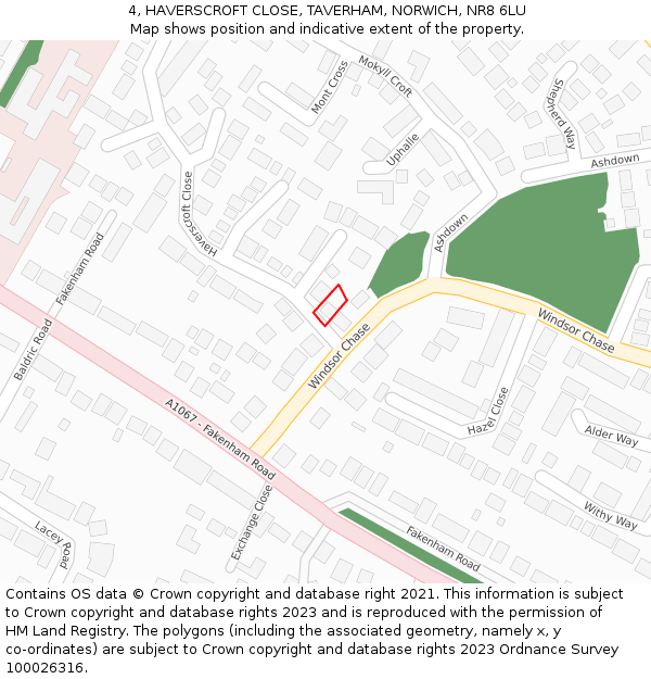 4, HAVERSCROFT CLOSE, TAVERHAM, NORWICH, NR8 6LU: Location map and indicative extent of plot