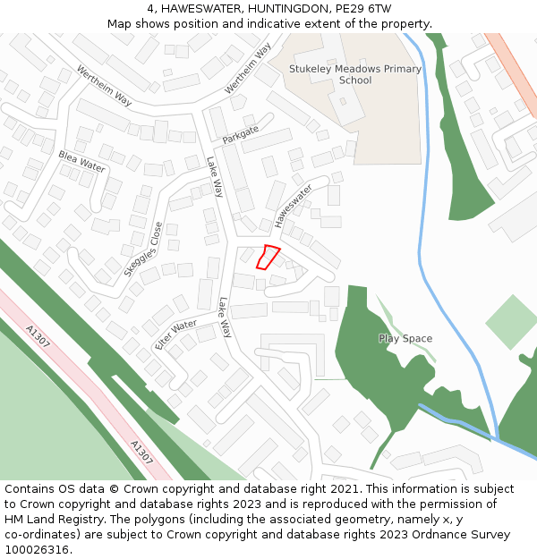 4, HAWESWATER, HUNTINGDON, PE29 6TW: Location map and indicative extent of plot