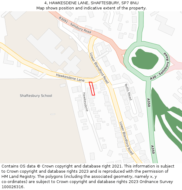 4, HAWKESDENE LANE, SHAFTESBURY, SP7 8NU: Location map and indicative extent of plot