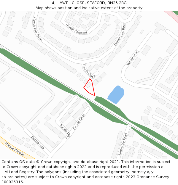 4, HAWTH CLOSE, SEAFORD, BN25 2RG: Location map and indicative extent of plot