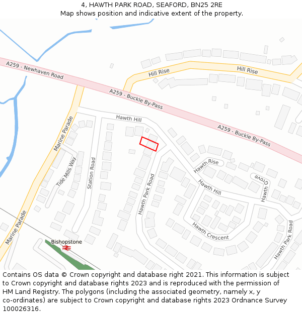 4, HAWTH PARK ROAD, SEAFORD, BN25 2RE: Location map and indicative extent of plot