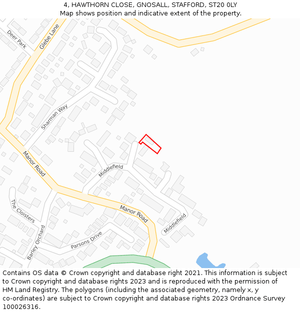 4, HAWTHORN CLOSE, GNOSALL, STAFFORD, ST20 0LY: Location map and indicative extent of plot