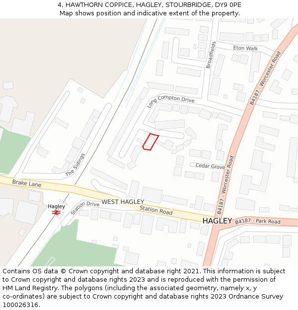 4, HAWTHORN COPPICE, HAGLEY, STOURBRIDGE, DY9 0PE: Location map and indicative extent of plot