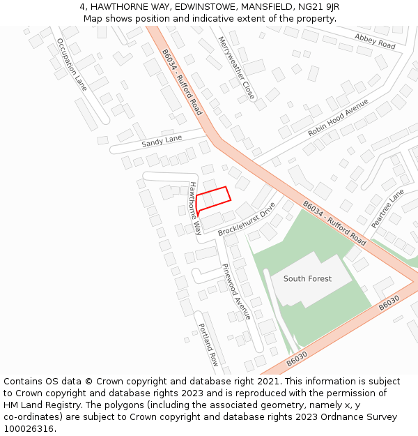 4, HAWTHORNE WAY, EDWINSTOWE, MANSFIELD, NG21 9JR: Location map and indicative extent of plot