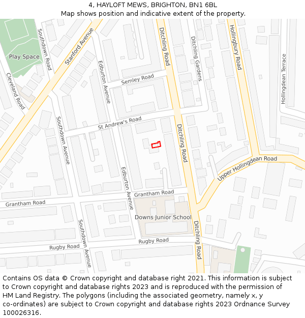 4, HAYLOFT MEWS, BRIGHTON, BN1 6BL: Location map and indicative extent of plot