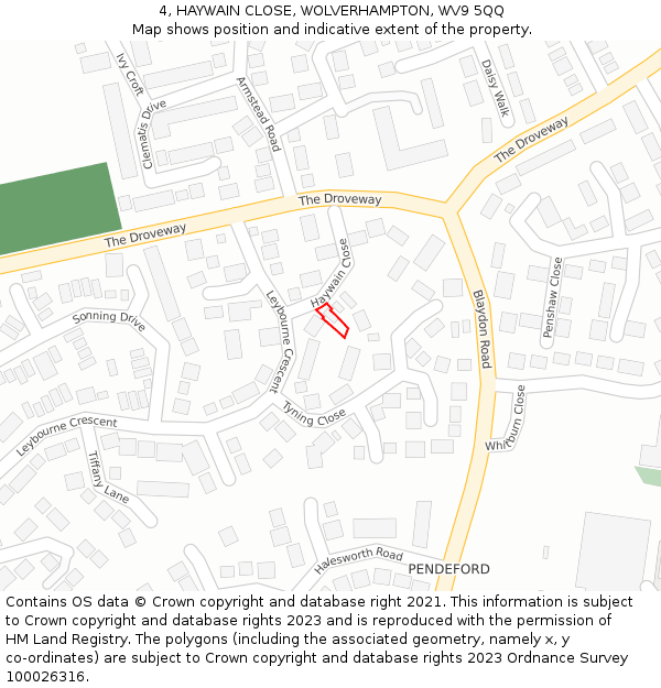 4, HAYWAIN CLOSE, WOLVERHAMPTON, WV9 5QQ: Location map and indicative extent of plot