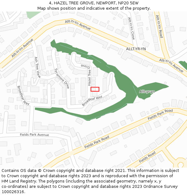 4, HAZEL TREE GROVE, NEWPORT, NP20 5EW: Location map and indicative extent of plot