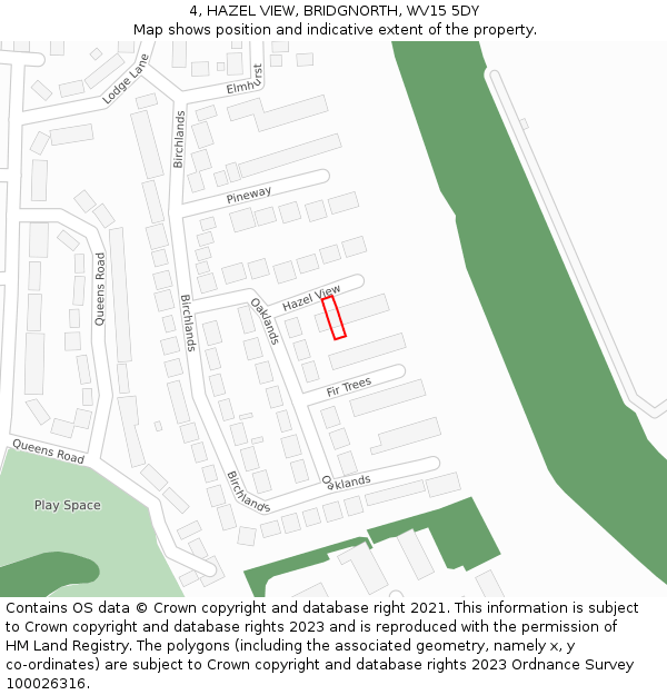 4, HAZEL VIEW, BRIDGNORTH, WV15 5DY: Location map and indicative extent of plot