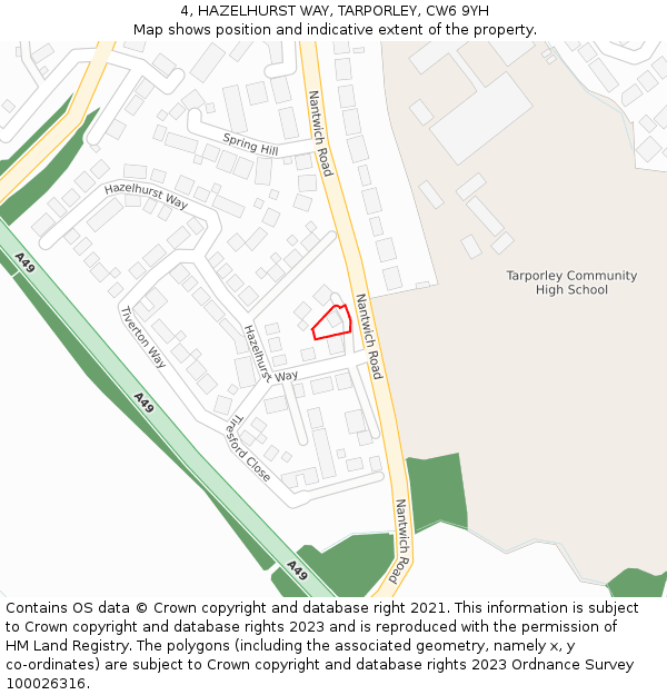 4, HAZELHURST WAY, TARPORLEY, CW6 9YH: Location map and indicative extent of plot