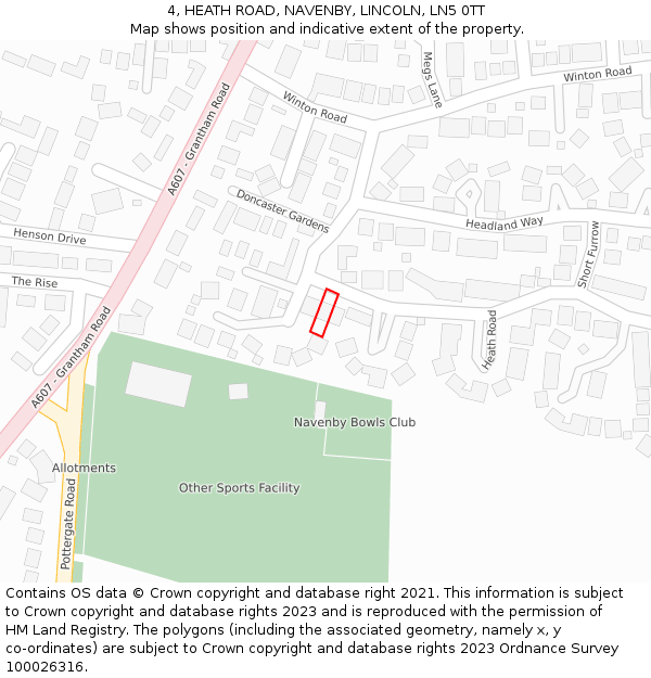 4, HEATH ROAD, NAVENBY, LINCOLN, LN5 0TT: Location map and indicative extent of plot