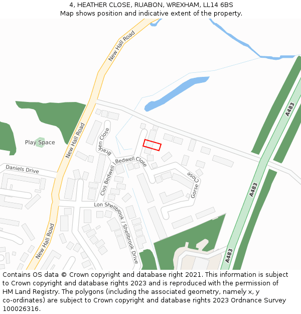 4, HEATHER CLOSE, RUABON, WREXHAM, LL14 6BS: Location map and indicative extent of plot