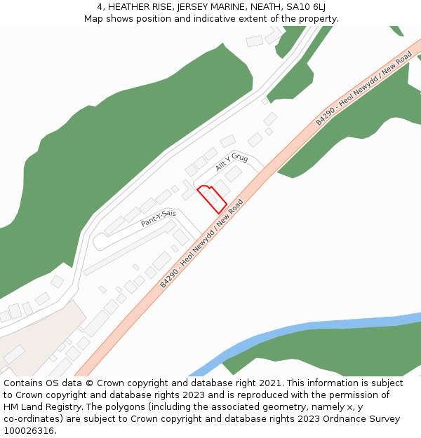 4, HEATHER RISE, JERSEY MARINE, NEATH, SA10 6LJ: Location map and indicative extent of plot