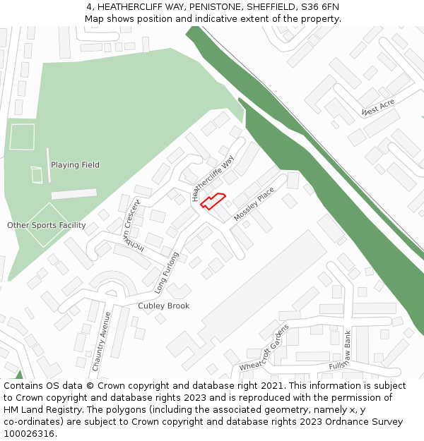 4, HEATHERCLIFF WAY, PENISTONE, SHEFFIELD, S36 6FN: Location map and indicative extent of plot