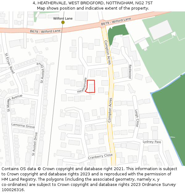 4, HEATHERVALE, WEST BRIDGFORD, NOTTINGHAM, NG2 7ST: Location map and indicative extent of plot