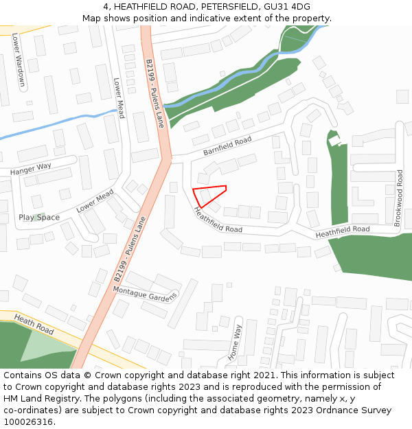 4, HEATHFIELD ROAD, PETERSFIELD, GU31 4DG: Location map and indicative extent of plot