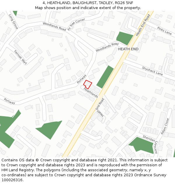 4, HEATHLAND, BAUGHURST, TADLEY, RG26 5NF: Location map and indicative extent of plot