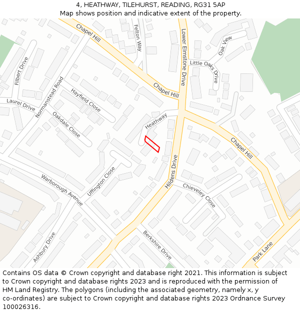 4, HEATHWAY, TILEHURST, READING, RG31 5AP: Location map and indicative extent of plot