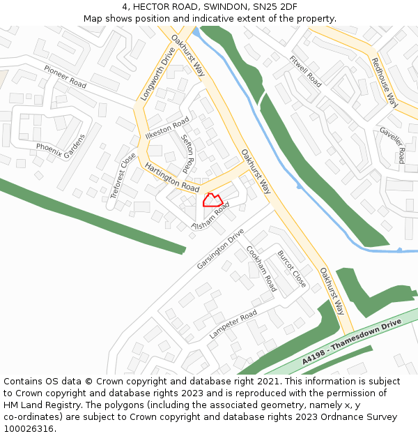 4, HECTOR ROAD, SWINDON, SN25 2DF: Location map and indicative extent of plot