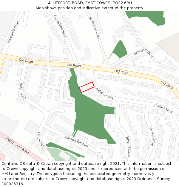 4, HEFFORD ROAD, EAST COWES, PO32 6PU: Location map and indicative extent of plot