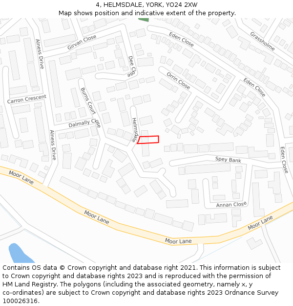 4, HELMSDALE, YORK, YO24 2XW: Location map and indicative extent of plot