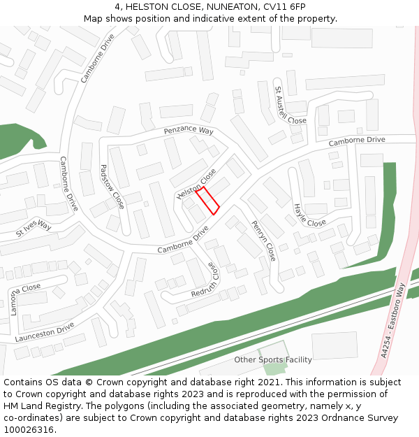4, HELSTON CLOSE, NUNEATON, CV11 6FP: Location map and indicative extent of plot