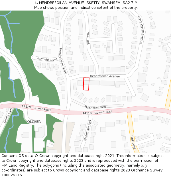 4, HENDREFOILAN AVENUE, SKETTY, SWANSEA, SA2 7LY: Location map and indicative extent of plot