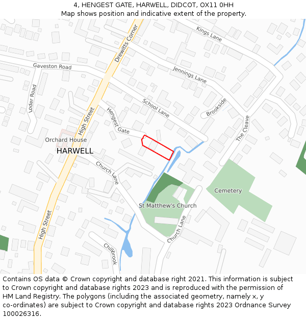 4, HENGEST GATE, HARWELL, DIDCOT, OX11 0HH: Location map and indicative extent of plot