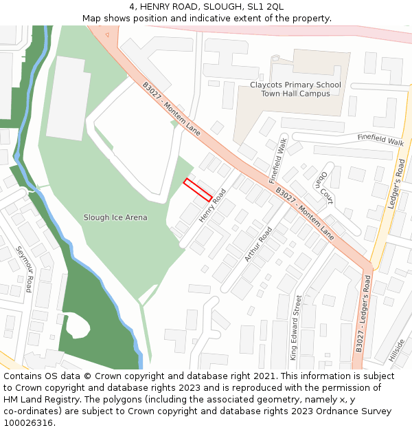 4, HENRY ROAD, SLOUGH, SL1 2QL: Location map and indicative extent of plot