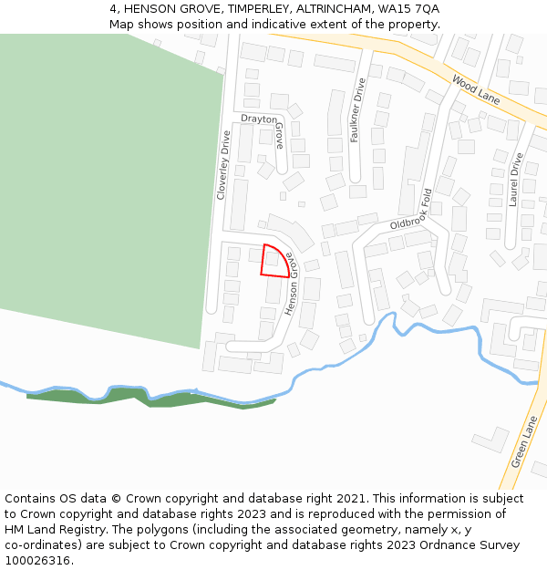 4, HENSON GROVE, TIMPERLEY, ALTRINCHAM, WA15 7QA: Location map and indicative extent of plot