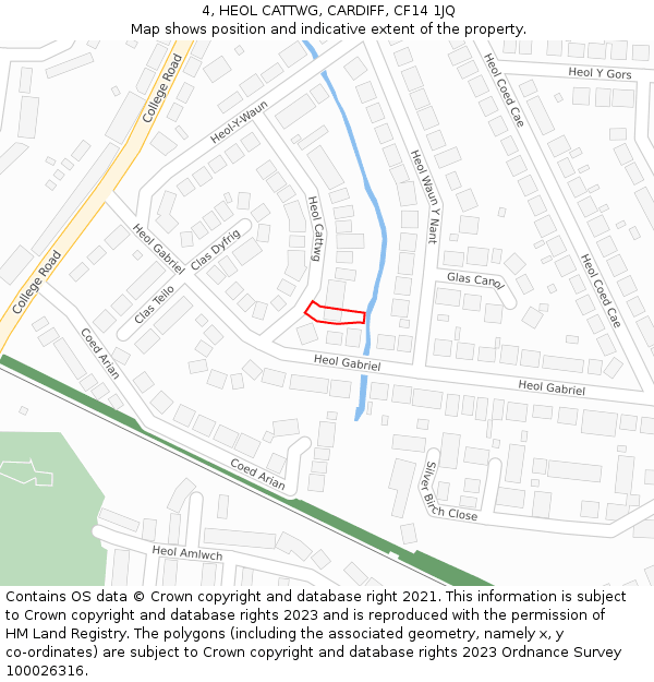 4, HEOL CATTWG, CARDIFF, CF14 1JQ: Location map and indicative extent of plot