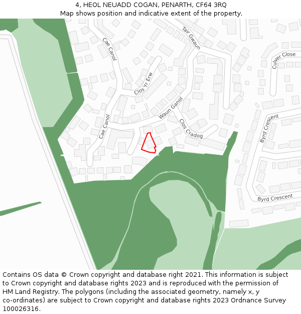 4, HEOL NEUADD COGAN, PENARTH, CF64 3RQ: Location map and indicative extent of plot