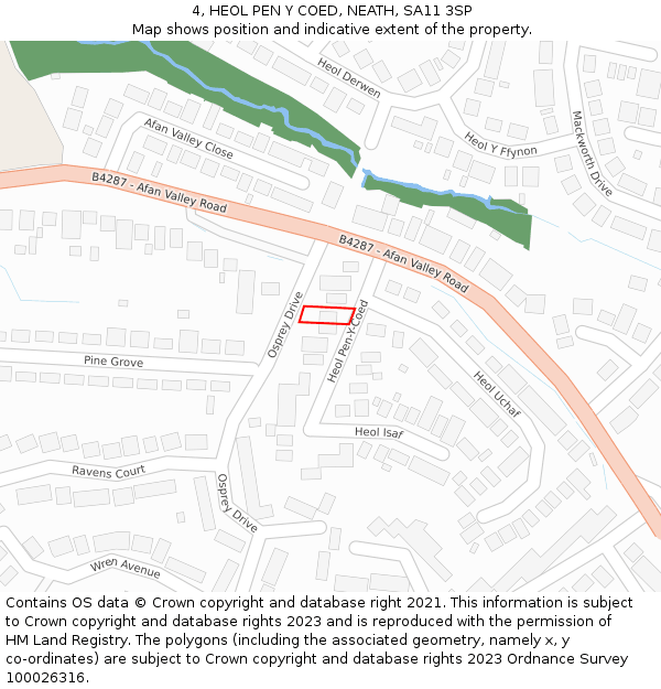 4, HEOL PEN Y COED, NEATH, SA11 3SP: Location map and indicative extent of plot